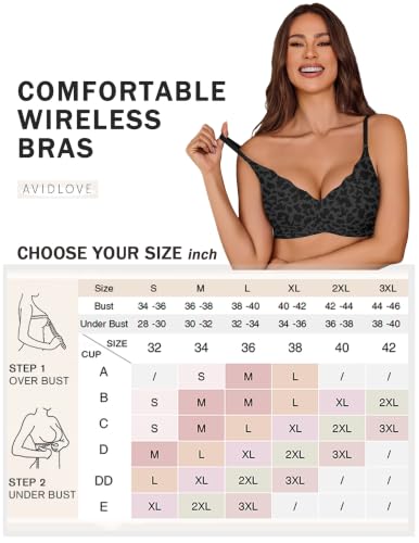 Image of Avidlove Bras for Women No Underwire Seamless Push Up Bra Wireless Soft Bralettes Scalloped Full Coverage Everyday Bra