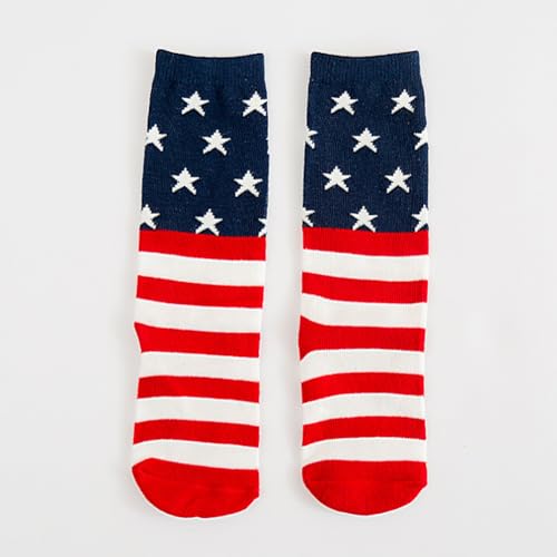4 Pairs American Flag Socks Knee High Socks USA Middle Socks Star Stripe Patriotic Socks for Kids 4-6 Years Old2