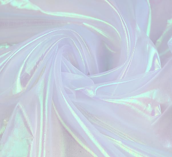 Yycraft Two Tone Sheer Organza Fabric By The Yard For Curtain Weddings Decor 2 Yards, Iridescent White