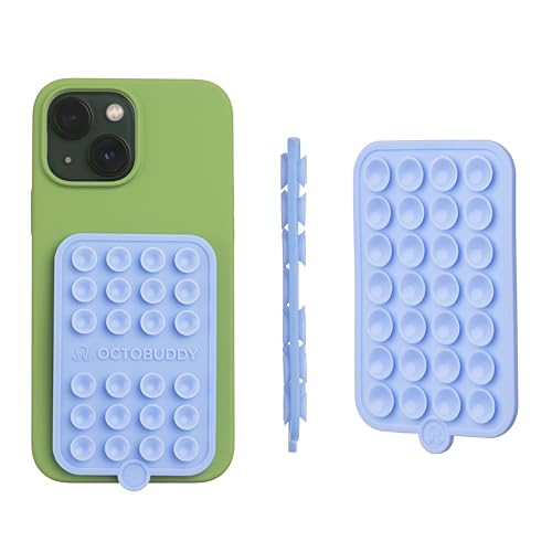 Image of OCTOBUDDY - Silicone Case Double-Sided Suction Phone Case Detachable Mount - Hands-Free, Strong Grip Holder For Selfies & Videos - iPhone & Android Compatible - 2.5? X 3.75?, Baby Blue Jay