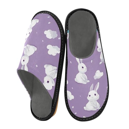 Cloud with Rabbit Purple Fuzzy Slippers Soft Home Bedroom Slippers for Women Men House Shoes2