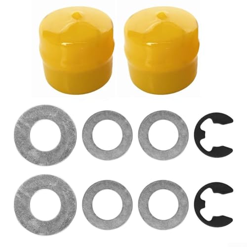 FACULX Kit de bujes de rueda delantera para cortacésped, tractores de jardín con cubiertas de cubo de eje, arandelas de empuje, piezas de repuesto 9040H 532188967 (amarillo)