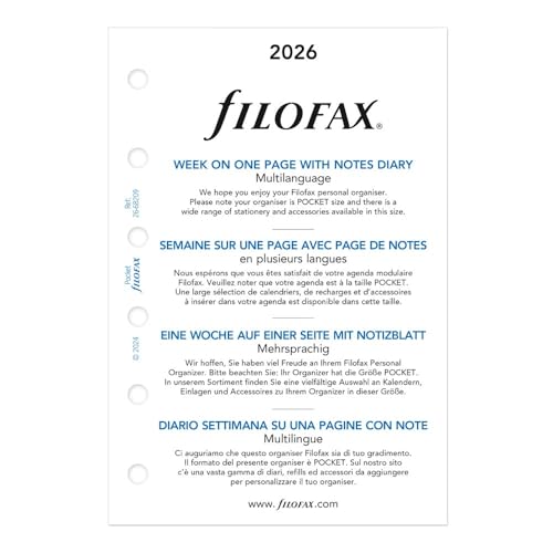 Recharge pour agenda 2026 Filofax, l'accessoire de poche idéal pour planifier vos semaines