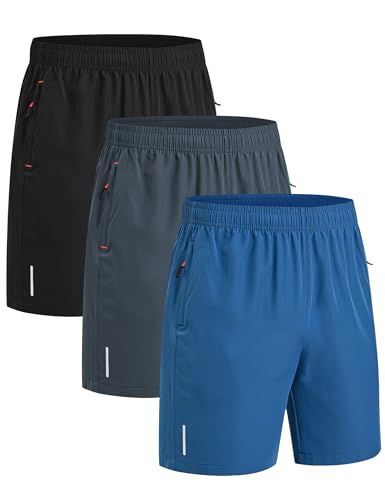 Short de sport homme léger avec poche : lot de 3 pantalons courts anti-transpiration