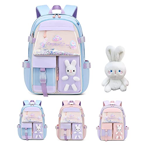 Bunny Backpack, Bad Bunny Backpack, Bunny Backpack for Girls, Kawaii Backpack For School (2#-Large-Blue) Cover