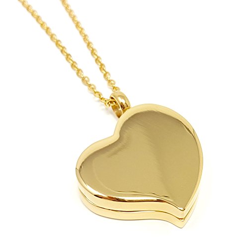 Amour Heart Pill Necklace - Polished Heart Locket with Strong Magnetic Closure - Medication Necklace - Keep Your Medication Securely with You at All Times - 26 Inch Chain