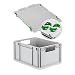 Produktbild Eurobox NextGen Economy 40x30x22cm Griffe offen mit Auflagedeckel grau, Kunststoffbox 20 Liter stapelbar Transportbehälter lebensmittelecht, Farbe Deckel-Verschlüsse wählbar (Verschlüsse Grün)