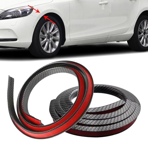 Image of Btstil 3m Universal Wheel Arch Trim, Extra Wide Car Wheel Fender Eyebrow Trim Strip, Fender Flare Rubber Seal for Car Protector and Decoration (Carbon Fiber)