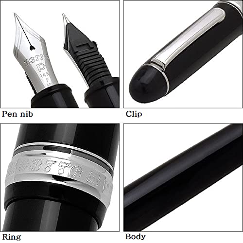 platinum fountain pen 3776 century rhodium finish black diamond soft fine point pnb-18000cr7-sf with kanji love sticker