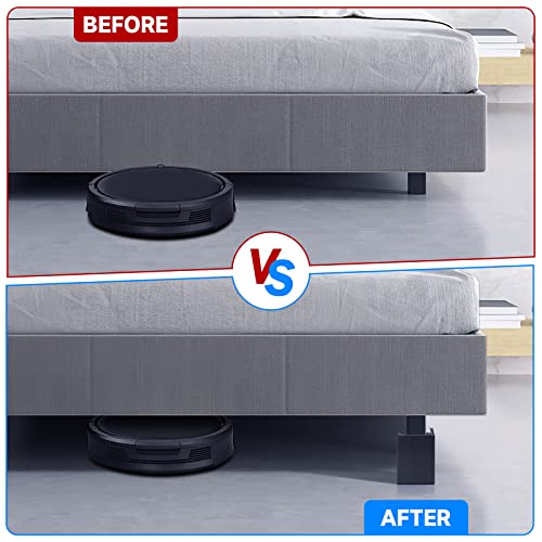 Bed Risers 4 Inch Heavy Duty Square Furniture Risers For Desk Sofa Table Legs Risers, Load Bearing Up To 3500 Lbs - (4 Piece Set, Black) #TOP5