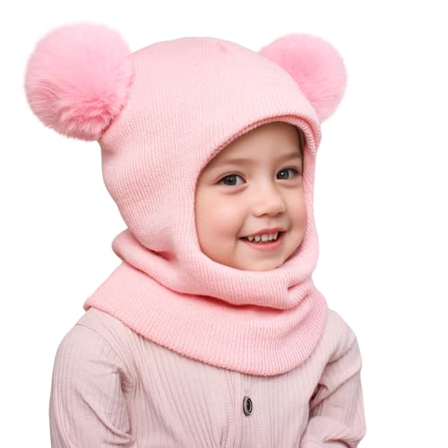 Sea Zaela Toddler Winter Hat Scarf Baby Beanie with Neck Warmer Boys Girls Warm Windproof Knit Hats 1-6 T4