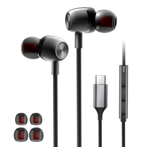 USB C Headphones Wired Earbuds for Samsung iPhone 17/16/15 Pro Max
