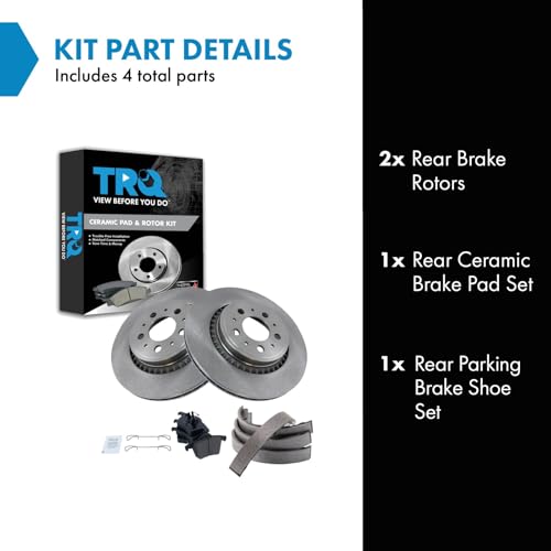 Image of TRQ Rear Brake Pad and Rotor Set Ceramic Compatible with 2008-2014 Volvo XC90