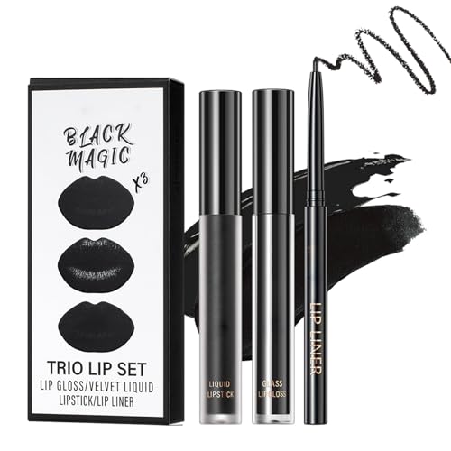 Lápiz Labial Negross, Negro Líquido Pintalabios, Lápiz Labial Líquido Hidratante Negro, Esmalte Labial Hidratante e Hidratantes (3)