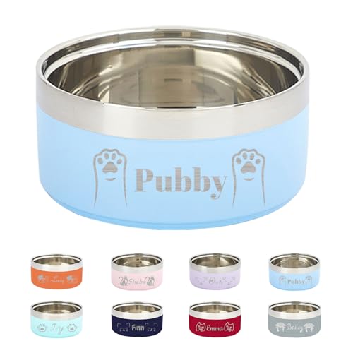 Ciotola personalizzata in acciaio inossidabile con incisione, doppio strato rialzato con base antiscivolo, adatta sia per cani che per gatti, regalo per animali domestici