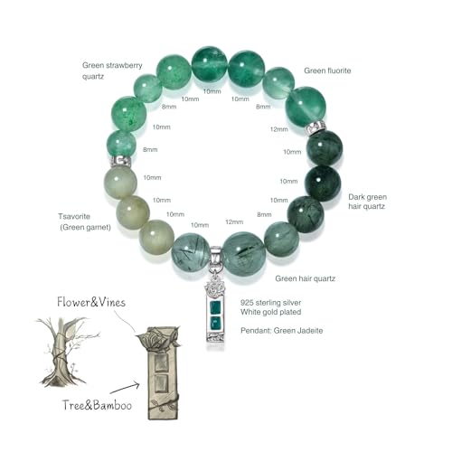 Image of Five Elements Solid 925 Sterling Silver 18K Gold /White Gold Vermeil Crystal Gemstone Beads Bracelet gift for women