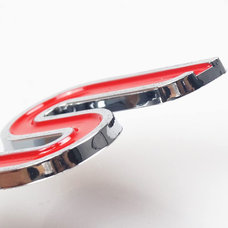 Image of New 3D Zinc Alloy S Emblem Badges car Rear Fender Trunk Sedan Letter Suitable Sticker for Sedan(Red Silver Outline)
