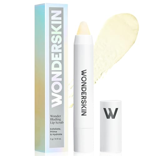 wonderskin 3-in-1 lip scrub exfoliator amp moisturizer lip exfoliator scrub hydrating balm for soft nourished flake-free lips with one-step prep 010oz