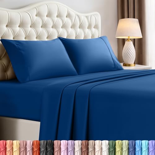 Image of Utopia Bedding King Size Sheet Set - 4 Piece Bed Sheets, Soft and Breathable Microfiber, Includes 1 Fitted Sheet, 1 Flat Sheet and 2 Pillowcases - Oeko Tex (Dusk Blue)