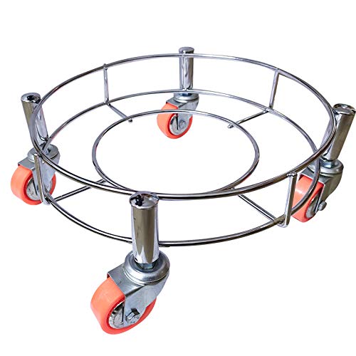 POGON Gas Stand With Wheel | Gas Cylinder Trolley With Wheels | Stainless Steel Gas Cylinder Trolley (Silver)