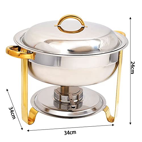 Chafing Dish Sets, Runder BuffetwäRmer Aus Verdicktem Edelstahl Mit Massivem Stahldeckel, Haushaltsfester FlüSsiger… – Bild 4