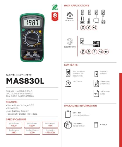 Multimètre numérique MASTECH MAS830B pour tester vos circuits - 3