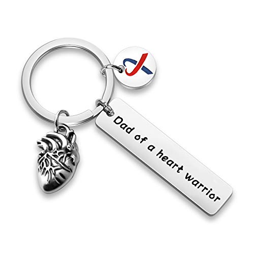 WUSUANED CHD Keychain Mom/Dad of A Heart Warrior Keychain Congenital Defect Awareness Gift for Heart Warrior Mom Dad (dad of a heart warrior K)