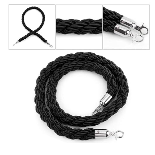 Vixzoid Absperrkordel Schwarz 1,5M Absperrband Handlaufseil Absperrseil mit Haken für Personen Personenleitsystem