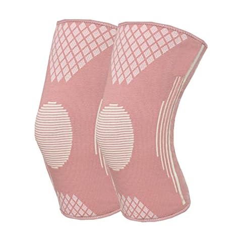 Knee Supports for Women Knee Brace Running 1 Pair Knee Compression Sleeve with Non-slip Silicone for Sports, Arthritis, Joint pain, Patella Injury Pink (L) Cover
