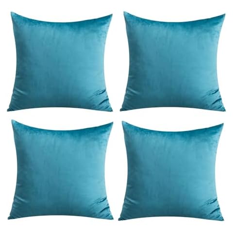 ETASOP Pack of 4 Velvet Pillow Covers, Soft Throw Pillow Cases 18 x 18 Couch Pillows for Home Decor (20 x 20 Inch, Teal) Cover