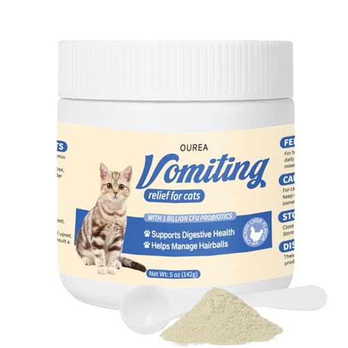 Cat Vomit Remedy, Vomiting Supplement for Cat, Furball Treatment for Cats, Probiotic for Cats Helps Soothes Sensitive Stomachs and Supports Digestive Comfort,142g (5 oz)