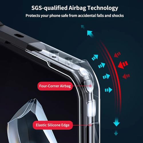 Image of for Oneplus 11 Transparent Case [Compatible with Magsafe] Soft TPU Bumper + Acrylic Back Military Grade Airbags Shookproof Drop Protection,Magnetic Black