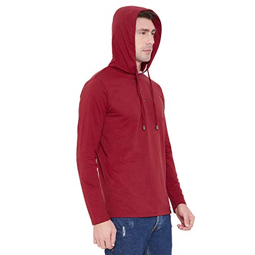 Image of LE BOURGEOIS Men Solid Regular Fit Hooded Neck Full Sleeve Cotton Sweatshirt Hoodie T-Shirt