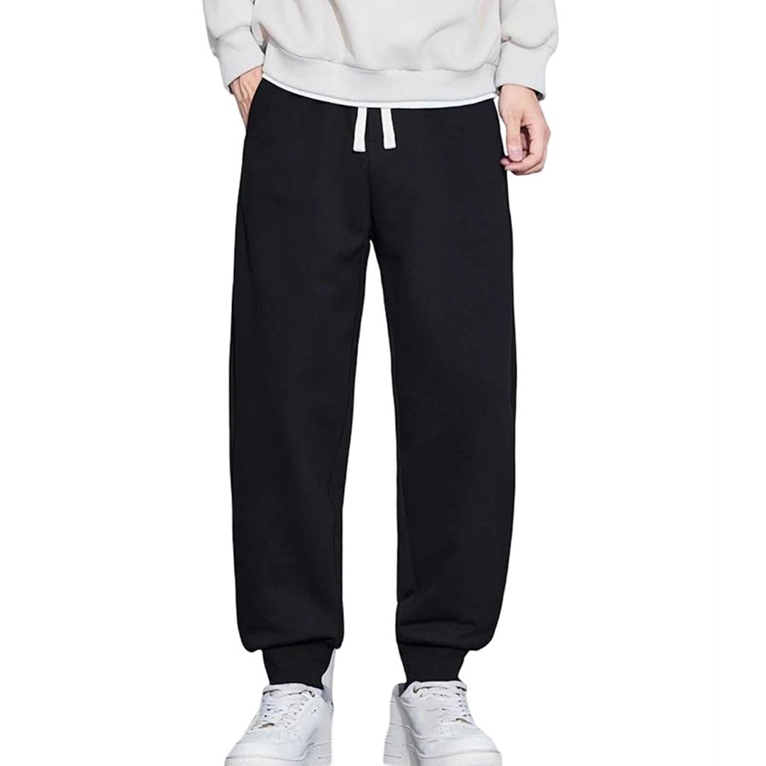 Mens Cotton Sweatpants Warm Drawstring Sportswear Track Loose Plus Size Trousers