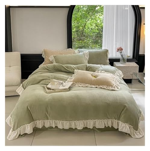 Ensemble de draps à volants thermiques en velours de lait isolant