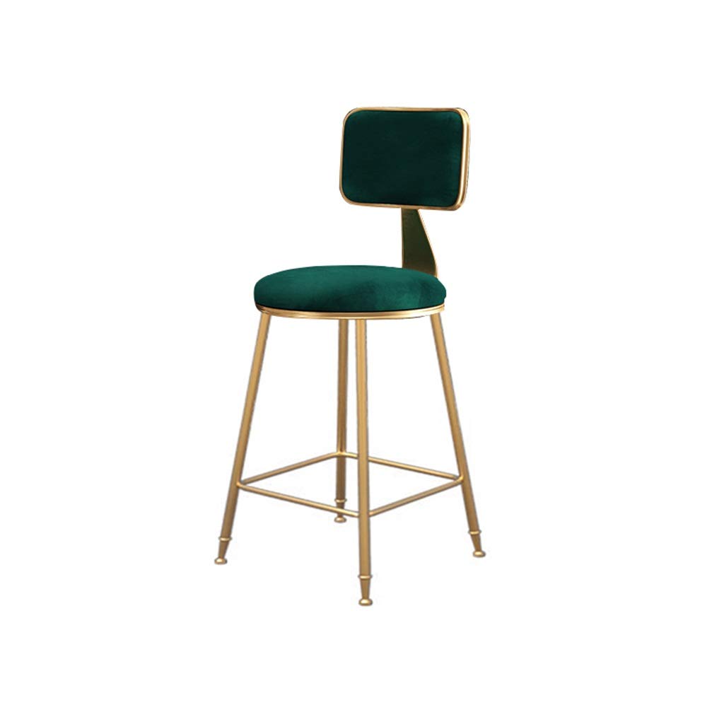 Chaise de bar avec dossier ergonomique et assise rembourrée en velours vert
