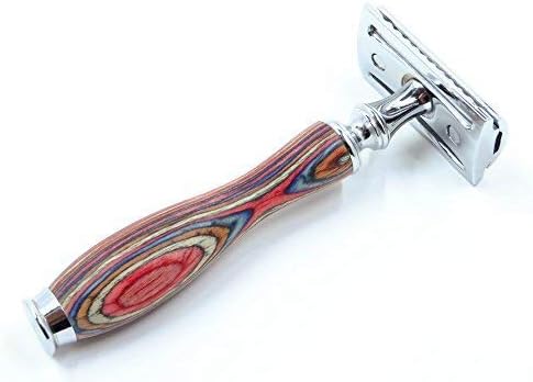 Putali | Premium Double Edge Safety Razor With Ergonomic Grip For Men or Women | No Slip Pakkawood Handle | Harlequin (Multi-Colored)