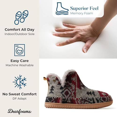 Image of Dearfoams Men's Memory Foam Indoor House Slippers Brixen Ankle Boot House Shoes - Gifts for Men