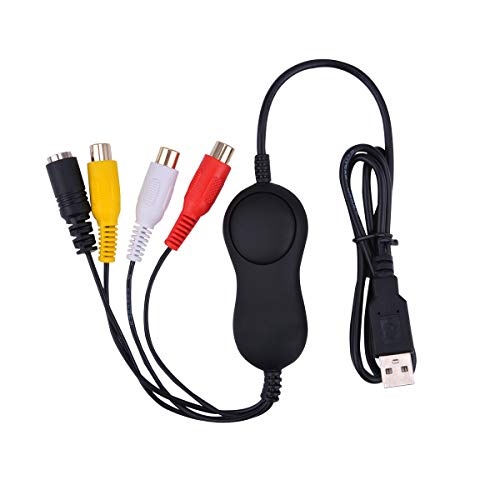 Convertisseur VHS numérique, Carte de capture vidéo convertit Hi8 VHS, convertisseur de fichiers numériques Express USB 2.0 vers vidéo Grabber audio, compatible avec Windows et Mac.