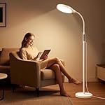 Happy Light Therapy Lamp, 11000 Lux UV-Free Floor Sun Light Lamp with Touch Remote Control, 5 Color Temperatures 10 Brightness Levels Lights for Living Room Bedroom Office
