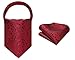 HISDERN Ascot Ties for Men Paisley Floral Ascot and Pocket Square Set Classic Self Tie Mens Red Cravat Handkerchief for Wedding Business