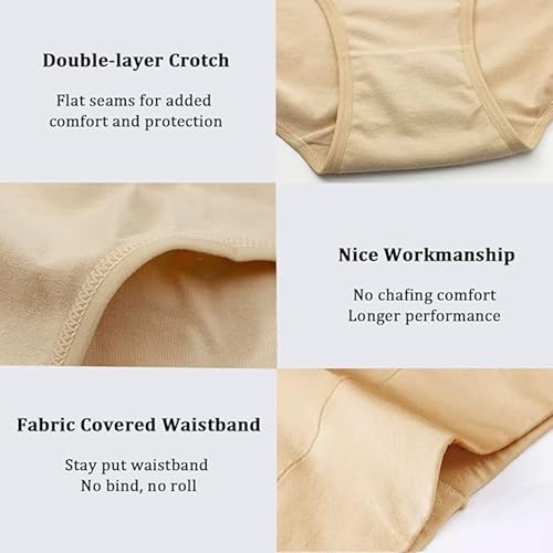 Image of GLAMORAS Women's Cotton High Waist Full Coverage Panty Set, Size M-XXL (Pack of 3 Panty) | High Rise Seamless Brief Panties for Women | Cotton Soft Tummy Support Underwear Panties for Women Combo Set