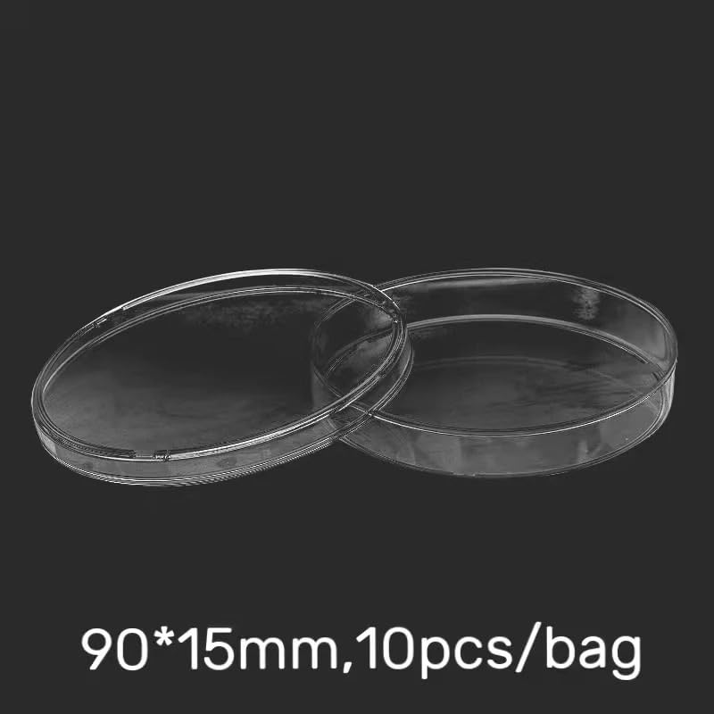 10 Plastic 90 mm Petri Dishes (with lids) - Ideal for LB Plates and Yeast Cultures in The Laboratory