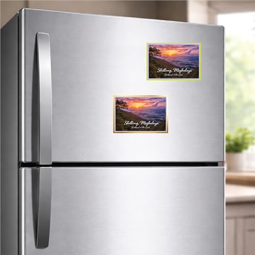 Image of Decorative Fridge Magnet with Glowing Border | Pack of 1 (Shillong, Meghalaya - Scotland of the East, 4x3 inch - Fluorescent Border)