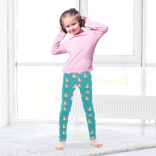 Lovely Dog Corgi Girls Casual Leggings for Kids Printed Long Pant Bottoms Stretch and Soft4
