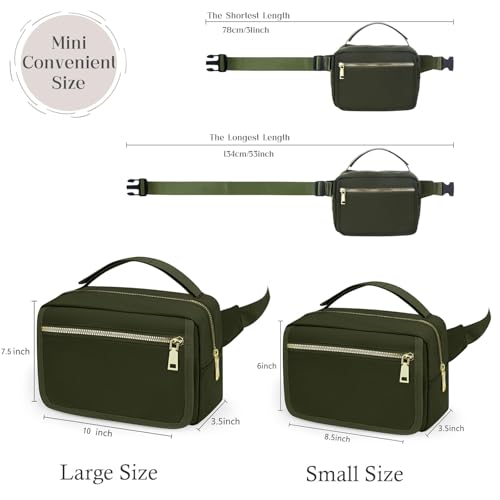 Image of printe Small Diaper Bag with Portable Changing Pad, Crossbody Diaper Pack with Wipes Pocket, Women Waist Bag for Travel (Olive Green, Large)
