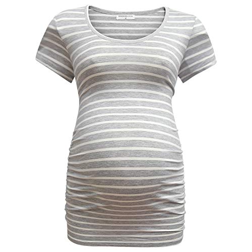 Bearsland Womens Maternity Tshirt 3 Packs Round Neck Short Sleeve Pregnancy Tops #TOP2