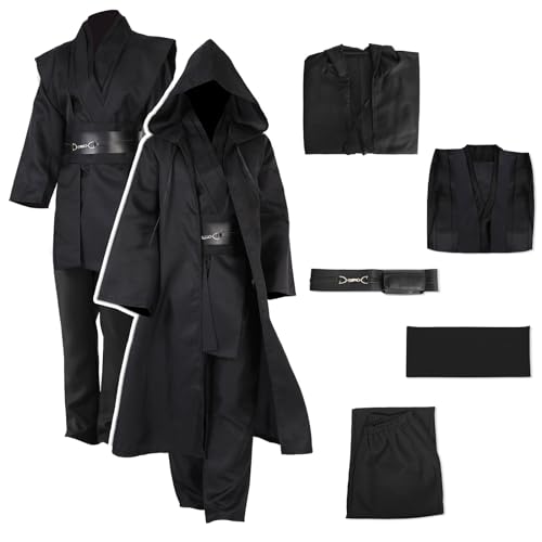 Yearsahrk Disfraz de Jedi para adultos y hombre, 5 piezas, túnica, juego completo, capa marrón, carnaval, Halloween, cosplay, accesorios