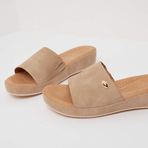 Image of shoexpress Women's Textured Slip-on Sandals with Platform Heels
