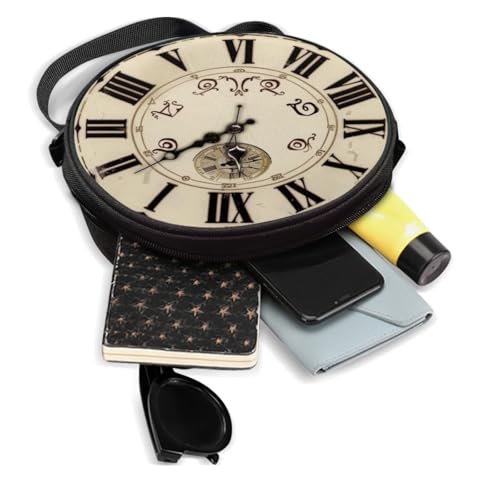Image of Women Novelty Round Clock Shape Zippered Clock Purses for Women Tote Handbag Shoulder Bag, Gift for Mom Girlfriend